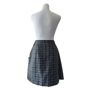 Vintage ‘90s Dennis Gray, Navy, Yellow & White Plaid Skort w/ Decorative Buckles thumbnail 6