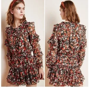 MISA Los Angeles Miss Rizou Safari floral ruffle mini dress . S thumbnail 8