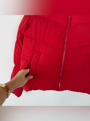 Abercrombie & Fitch Red Quilted Puffer Jacket Crop High Neck Cozy Y2K thumbnail 4