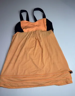 Lululemon‎ Orange Blue workout top with a built-in bra and a racerback 4 thumbnail 1