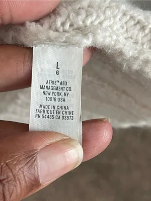 AERIE | Cream Cozy Oversized Crew Knit Sweater Sz L thumbnail 8