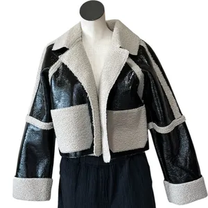 NWT STEVE MADDEN Faux Shearling Trim Faux Leather Jacket Oversized thumbnail 1