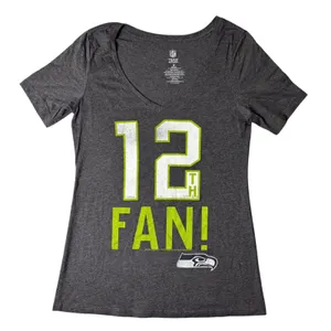 NEW Seattle Seahawks T Shirt‎ Womens S Gray NFL Team Apparel 12th Fan V Neck thumbnail 2