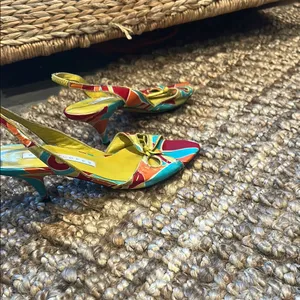 Pura Lopez 90s Vintage Pucci Inspired Sling Back Kitten Heels Size 36 thumbnail 10