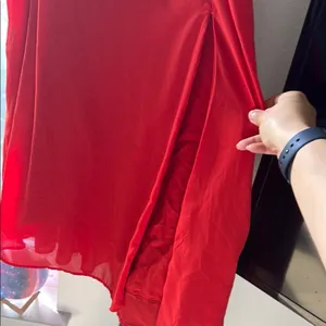 Abercrombie and Fitch Red Tie-Strap Corset Midi Dress thumbnail 2