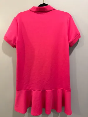 SSYS The Label Margaret Drop Waist Flounce Hem Collared Dress Hot Pink thumbnail 5