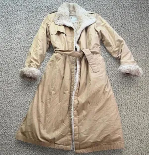 Vintage London Fog Full Length Faux Fur Lined Belted Trench Coat Womens 8 70s thumbnail 1
