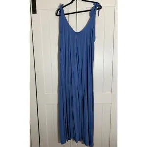 Love X Design Maxi Dress XL Blue Rayon Boho Flowy Tiered Tie Shoulder Resort thumbnail 3