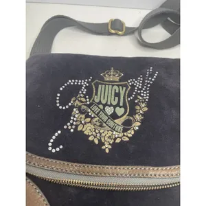 Vintage Juicy Couture Navy Velour Crossbody Bag “love your couture” thumbnail 2