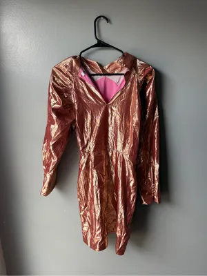 Little Moon Metallic Rose Gold Long Sleeve Mini Dress thumbnail 2
