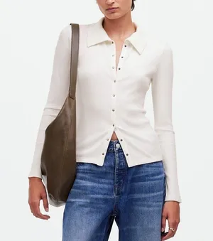 NWT Madewell Winter White Snap-Front Cardigan Sweater Top Size Medium thumbnail 1