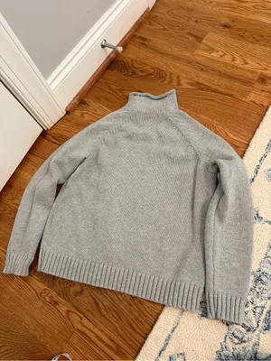 Lands' End Roll Neck Cotton Sweater Grey Size Small thumbnail 6