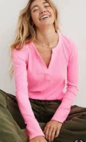 Aerie Ribbed V-Neck Henley Small thumbnail 1