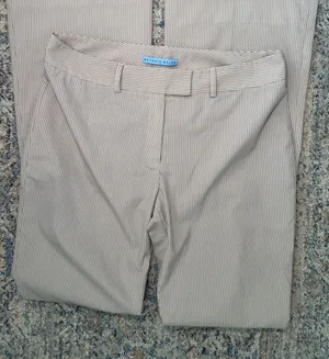 Antonio Melani Women's Size 8 Beige Brown Pinstripe Wide Leg Dress Pants thumbnail 1