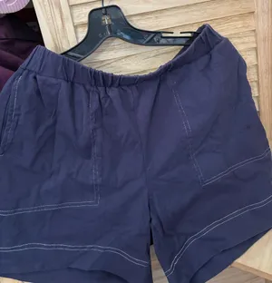 Women’s Navy Cotton-Blend Elastic Waist Shorts Medium thumbnail 1