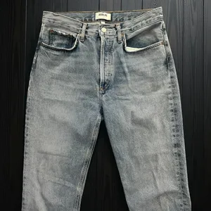 AGOLDE High Rise Straight Leg Jeans Light Wash Raw Frayed Hem Women's size 28 thumbnail 8