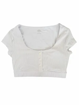 Alo Yoga Blissful Henley Ribbed Bra Top Size Small thumbnail 2