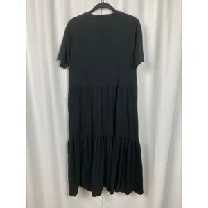 J.Crew Black Cotton Tiered Midi Dress Sz.L thumbnail 8