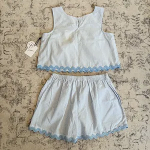 Japna Striped Scallop Hem Short Tank Top Set Size Small NWT Coastal Beach Preppy thumbnail 5