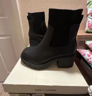 Sun + Stone Verityyp Black Platform Chelsea Boots Size 8M thumbnail 1