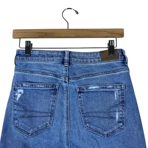 American Eagle Mom Straight Distressed Jeans Medium Wash Stretch Size 4 Regular thumbnail 3