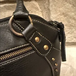 Black Shoulder Bag with gold metal accents studs faux leather Y2K 90’s thumbnail 6