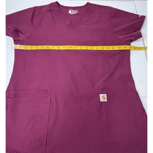 Carhartt Women's Scrub Top Force Essentials V-Neck 5 Pocket L Maroon Work Nurse‎ thumbnail 4