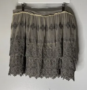 garnet hill‎ Tiered Ruffle Tulle Grey Mini Skirt Size 14 thumbnail 1