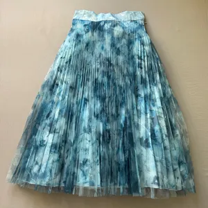 Black Dash Volumous Floral Accordion Mesh Midi Skirt thumbnail 1