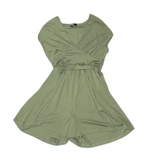 Cider Green Jersey V-Neck Ruched Romper Plus SZ 1XL One piece Casual Wear Shorts thumbnail 1