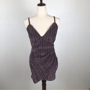 Revolve NBD Andela multicolored metallic wrap‎ style ruched side mini dress M thumbnail 3