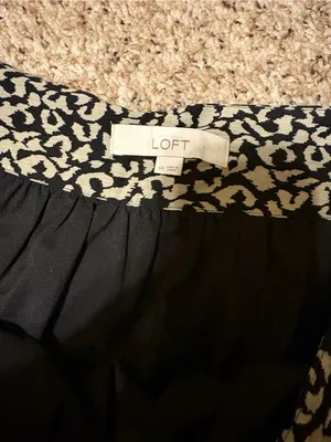 LOFT Black and Cream Printed Leopard Cheetah Mini Skirt thumbnail 2