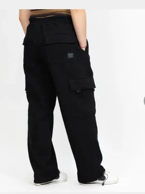 FB County Women's Size Small Heavyweight Baggy‎ Cargo Sweatpants Black Cotton thumbnail 3