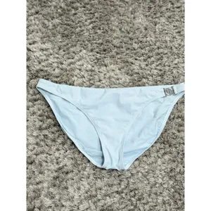 Tory Burch Miller Light Blue Bikini Bottom Low Rise Silver Logo Buckle Size L thumbnail 2