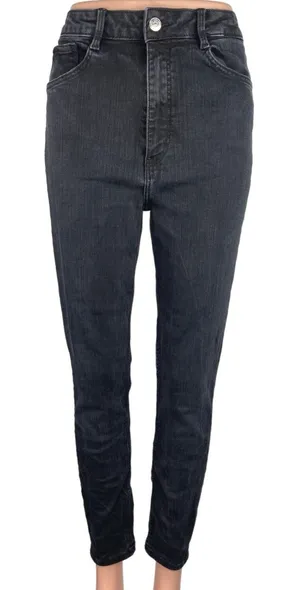 Zara Black Denim Cotton Dark High Rise Casual Ankle Skinny Jeans Size 12 thumbnail 1