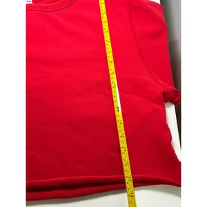 Rag & Bone JEAN Red Cropped French‎ Terry Sweatshirt Raw Hem Medium thumbnail 7