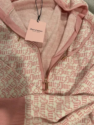 Juicy Couture Pink Logo Zip-Up Hoodie Sweater with Sweat Pants Set thumbnail 4