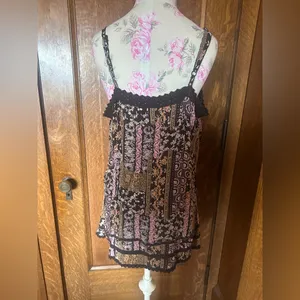 Vtg Y2K faded glory boho Fairycore brown paisley babydoll tank, size L thumbnail 3