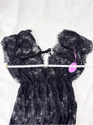 Women's Avidlove Black Lace Chemise Sleepwear Size M New thumbnail 4