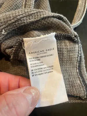 Waffle Knit Button-Front Tank Top in grey small American Eagle thumbnail 6