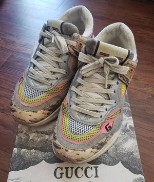 GUCCI Suede Calfskin Tejus Printed Womens Ultrapace Sneakers Size 36.5 Designer thumbnail 1
