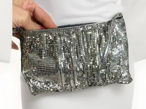 Whiting and Davis Mesh Bag. Silver Mesh Purse Vintage Gorgeous Crossbody thumbnail 1