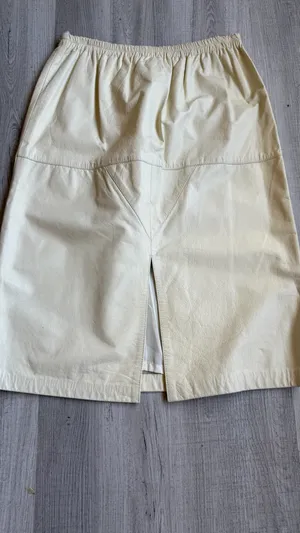 Bonnie Boerer Leather Skirt Cream Midi Women's M Genuine Leather Vintage Lined thumbnail 6