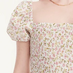 J. Crew Smocked Flutter Sleeve Midi Dress in Cloud Meadow Floral thumbnail 3