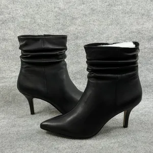Bella Vita Size-6W~Woman Danielle Leather Black Slouch Ankle Booties thumbnail 6