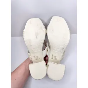MIA Off‎ White Braided Block Heel Sandals Square Toe Mules Size 10 Raffia thumbnail 10