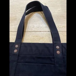 Polo Ralph‎ Lauren Tote Bag Blue Canvas Denim Pony & Flag Embroidery 20x15x6” thumbnail 6