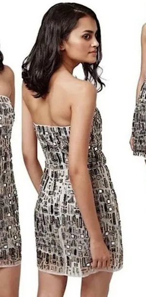 Topshop‎ Strapless Beaded Mini Dress thumbnail 1