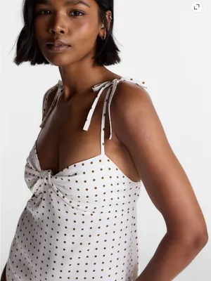 Knot Front Slip Polkadot Mini Dress size Large thumbnail 2