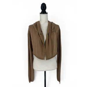 Elaine Kim Convertible Hooded Cardigan Sweater Zip Hem Cotton‎ Size P thumbnail 12